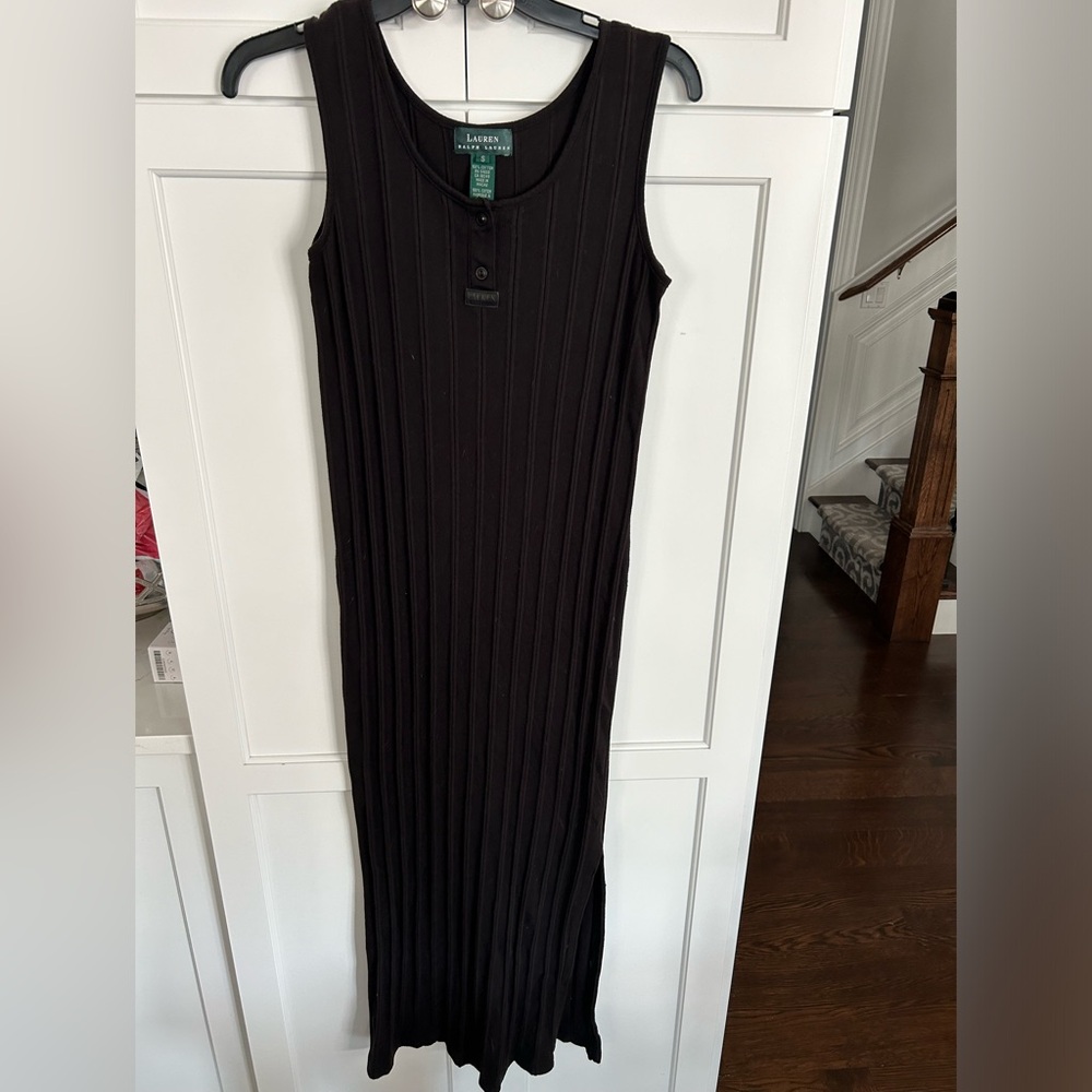 Lauren Ralph Lauren Womens S  Ribbed Henley Bodycon Midi Maxi Dress